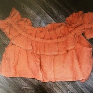 Ruffled Off-Shoulder Top in Coral